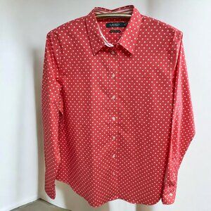 Lauren‎ Ralph Lauren Coral Polka Dot Stretch Non Iron Shirt